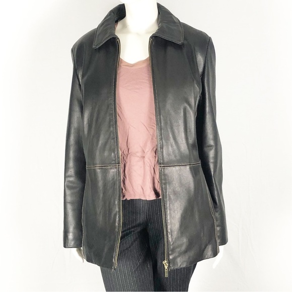 🖤 Jessica Black Genuine Leather Jacket | Zip-Up | Size Large🖤 - Picture 4 of 15